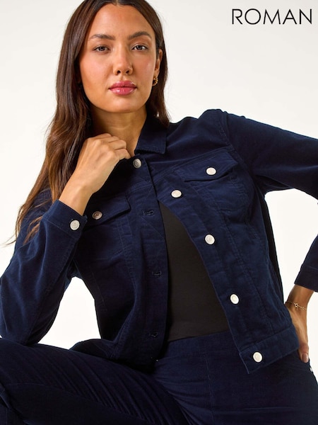 Roman Blue Corduroy Pocket Detail Stretch Jacket (AN4677) | €84
