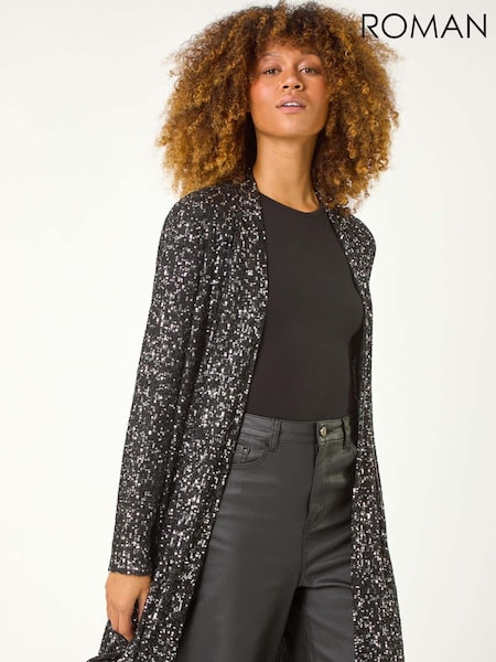 Roman Black Longline Sequin Stretch Jacket (AN4678) | €82
