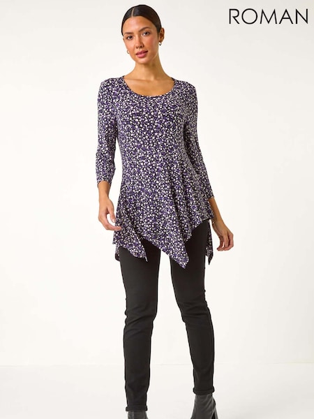 Roman Spot Print Asymmetric Stretch Tunic (AN4679) | 45 €