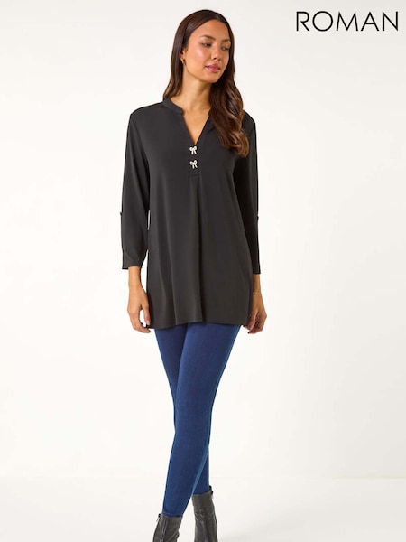 Roman Bow Button Stretch Blouses (AN4683) | 50 €
