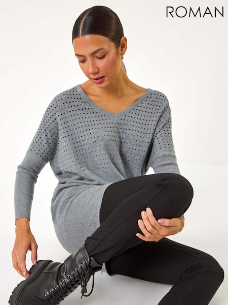Roman Relaxed Hotfix V-Neck Knitted Jumper (AN4692) | €53