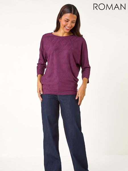 Punainen - Roman textured nauhahelma T-paita (AN4709) | €50
