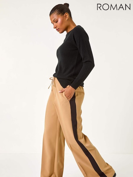 Roman Brown Side Stripe Wide Leg Trousers (AN4730) | €44