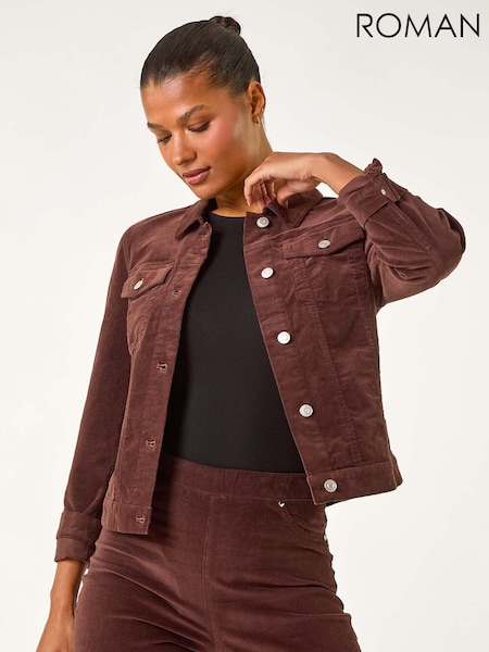 Roman Brown Corduroy Pocket Detail Stretch Jacket (AN4738) | €84