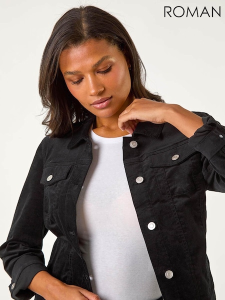 Roman Black Corduroy Pocket Detail Stretch Jacket (AN4739) | 3,304 UAH