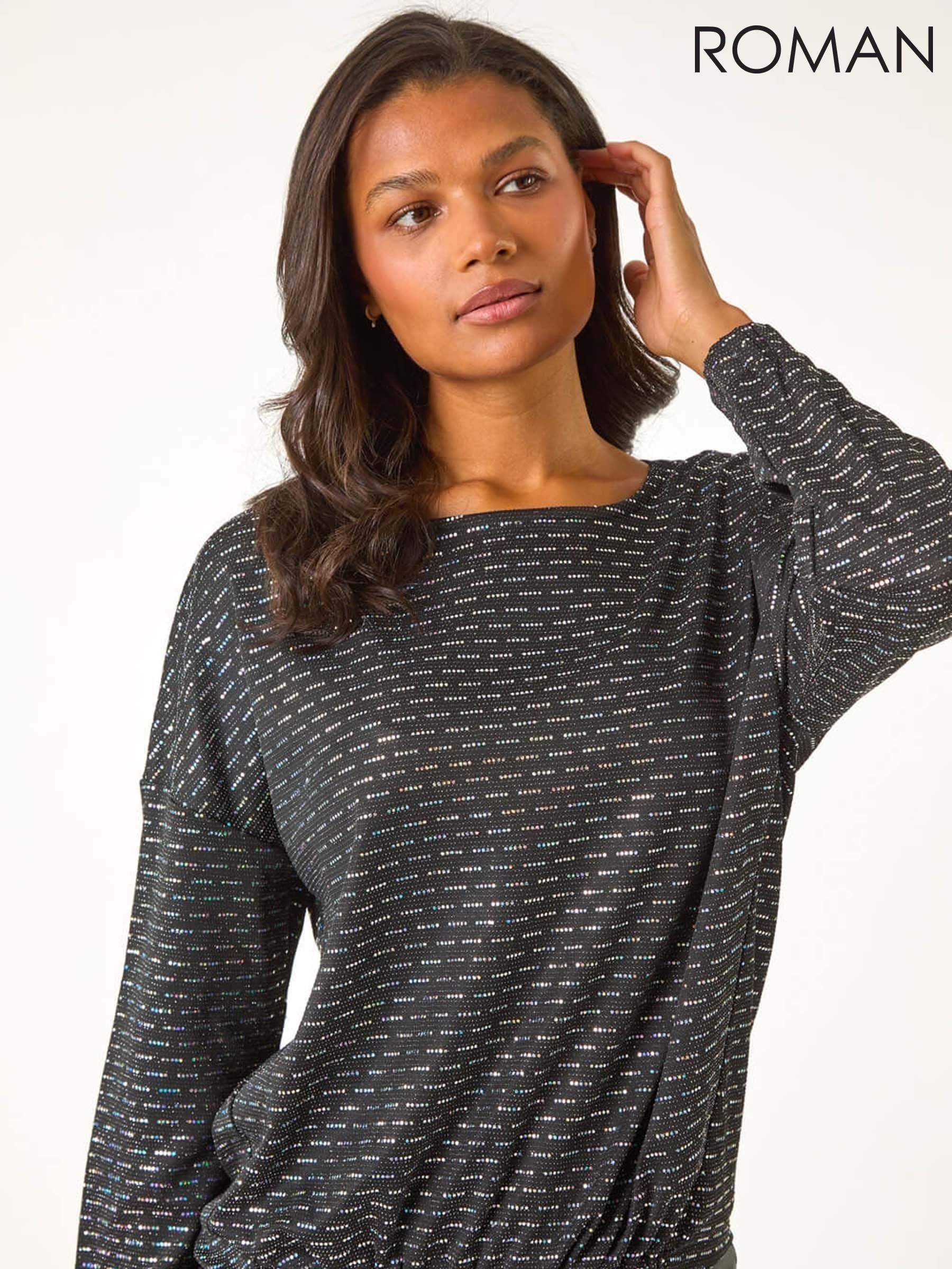 long sleeve bubble hem tops