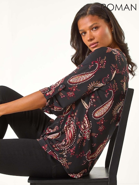Roman Red Textured Paisley Print Shirt (AN4749) | €50