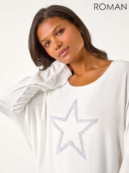 Valkoinen - Roman Star Motif Knit Stretch - toppi (AN4754) | €63