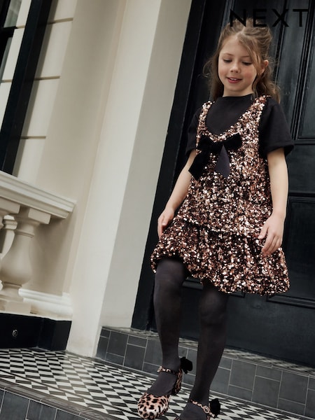 Bronze Sequin Dress and T-Shirt Set (3-16yrs) (AN4768) | AED152 - AED183