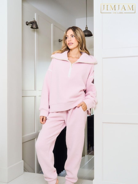 Jim Jam the Label Pink Borg Zip Twosie Pyjamas (AN4821) | € 26