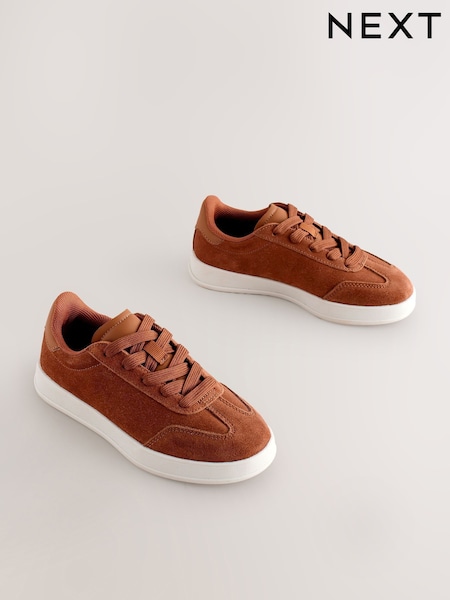 Tan Brown Suede Lace Up Smart Trainers (AN4832) | AED132 - AED168