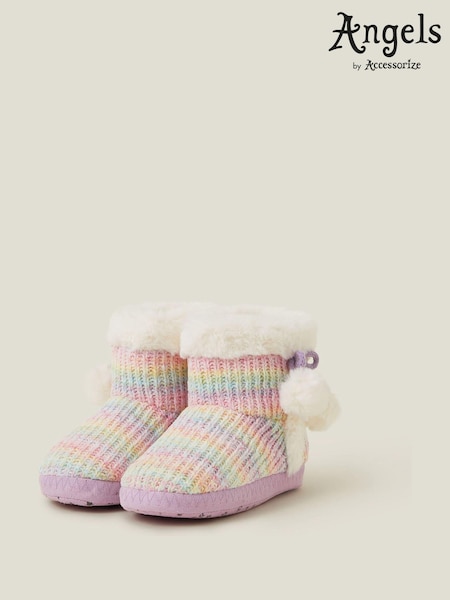 Angels By Accessorize Girls Pastel Chenille Slipper Boots (AN4845) | ‏80‏₪ - ‏85‏ ₪