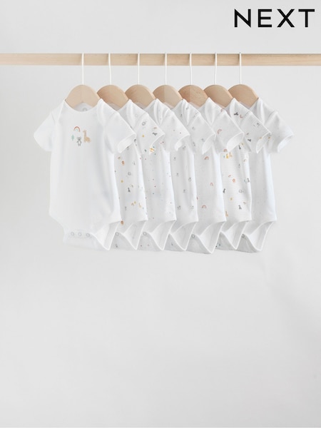 White Character 7 Pack Baby Short Sleeve Bodysuits 5 Pack (AN4882) | €22 - €25
