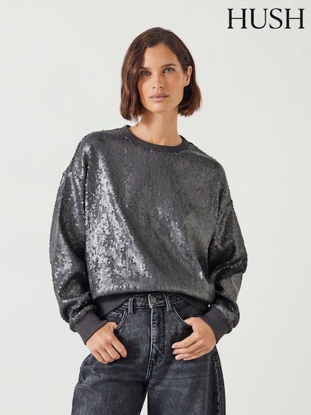 Hush Silver Sadie Sequin Relaxed Sweatshirt (AN4890) | €72