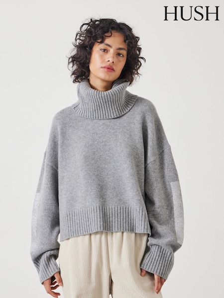 Hush Grey Livvy Merino Wool Detachable Roll Neck Jumper (AN4893) | €115