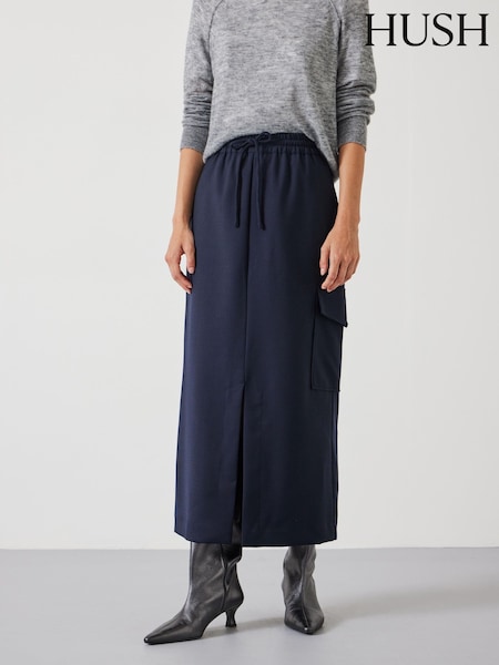 Hush Blue Aria Cargo Wool Maxi Skirt (AN4904) | ₪553