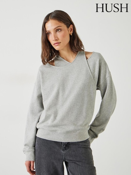 Hush Grey Bronte Cross Front Knit Jumper (AN4909) | ₪448