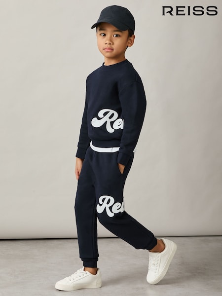 Marinen - Reiss Grover Cotton-Blend Logo Script Genser (AN4938) | kr682