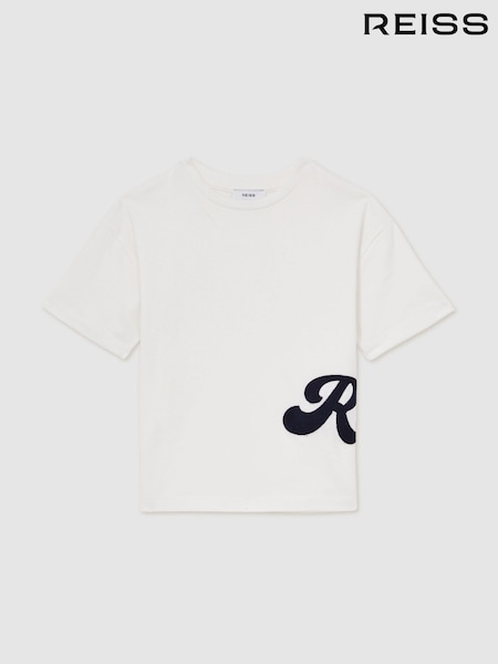 Reiss White Freddie 9-12 yrs Cotton Script-Logo Oversized T-Shirt (AN4946) | AED187