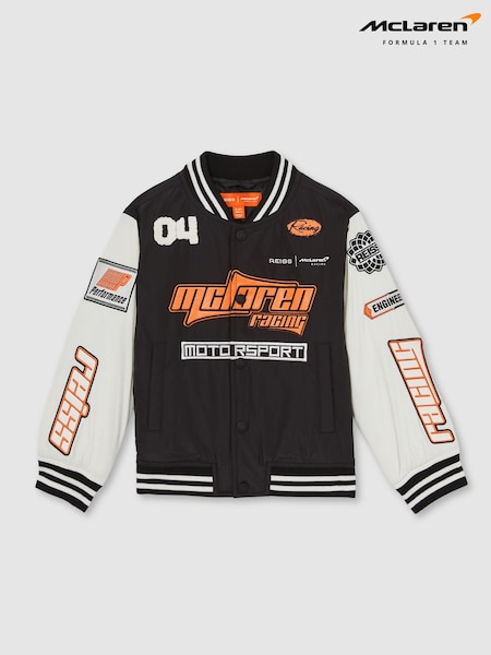 Reiss Black/Off White Zoom 13-14 yrs Unisex Fit McLaren F1 Team Bomber Jacket (AN4949) | €135