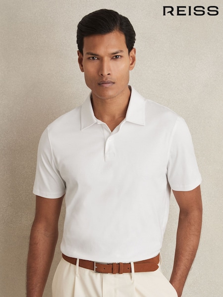 Reiss White Earl Cotton Short-Sleeve Polo Shirt (AN4963) | AED490