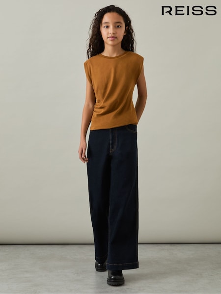 Tostado - Reiss Sadie Cotton Jersey Cap Sleeve Ruched Top (AN4999) | 30 €