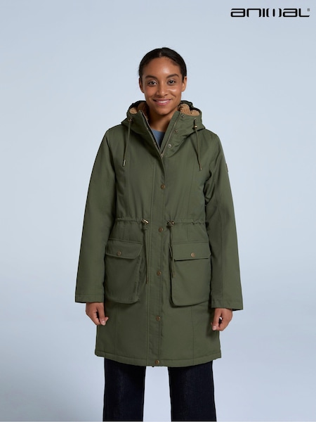 Animal Green Agnes Womens Borg Lined Parka Jacket (AN5013) | €106