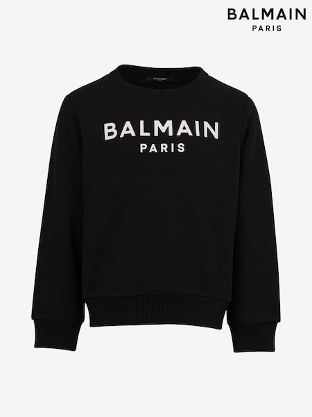 Balmain Logo Long Sleeve Crew Neck Black Sweatshirt (AN5120) | ‏961 د.إ.‏