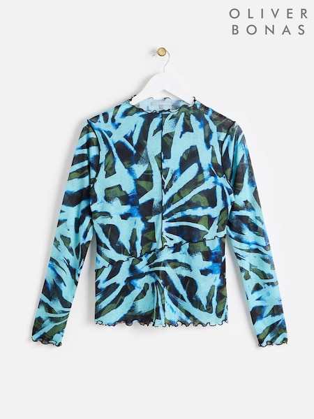 Oliver Bonas Abstract Mesh Long Sleeve Top (AN5174) | 208 LEI