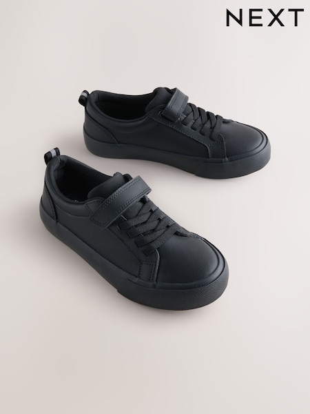 Schwarz - Leather Touch Fastening Elastic Lace School Shoes (AN5302) | 37 € - 47 €