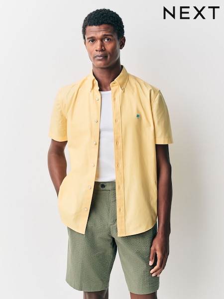 Жовтий - Oxford Short Sleeve 100% Cotton Shirt (AN5320) | 891 грн