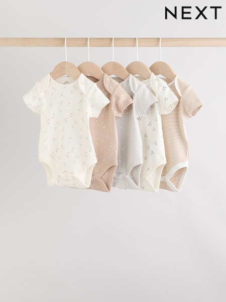 Нейтральный - 100% Cotton Short Sleeve Baby Bodysuits 5 Pack (AN5397) | €17 - €20