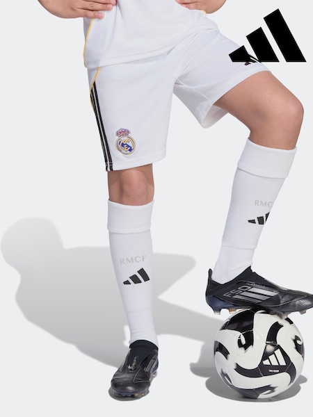 adidas White Kids Real Madrid 25/26 Home Shorts (AN5473) | R$ 295