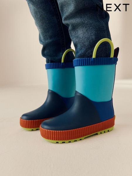 Blue Colour Block Handle Pull On Wellies (AN5501) | AED76 - AED91
