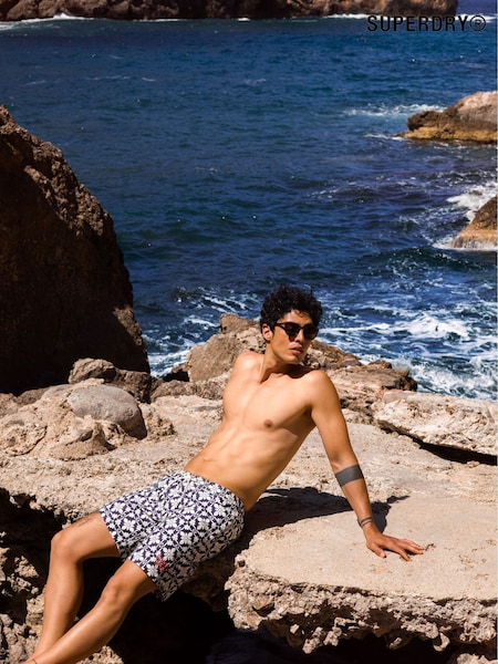 Superdry Blue Tile Print 17 Swim Shorts (AN5521) | kr716