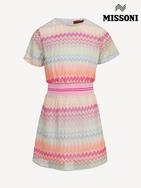 Missoni Pink Zig Zag Textured Woven Short Sleeve Dress (AN5549) | AED1,357 - AED1,479