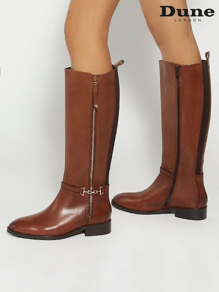 Dune London Brown Wide Fit Taylyn Knee High Boots (AN5565) | $260
