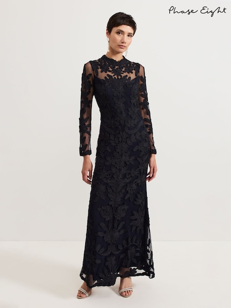 Phase Eight Blue Geneve Tapework Maxi Dress (AN5615) | AED2,149