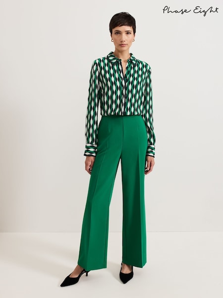 Phase Eight Green Aubrielle Full Length Wide Leg Trousers (AN5616) | €46