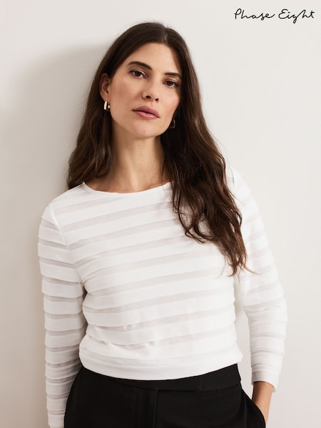 Phase Eight Indy Stripe Frill Texture Top (AN5624) | 78 €