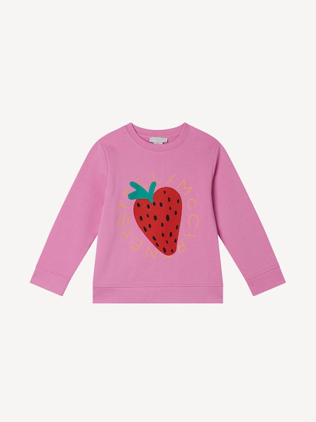 Stella McCartney Kids Pink Strawberry Logo Crew Neck Sweatshirt (AN5632) | ‏408 د.إ.‏