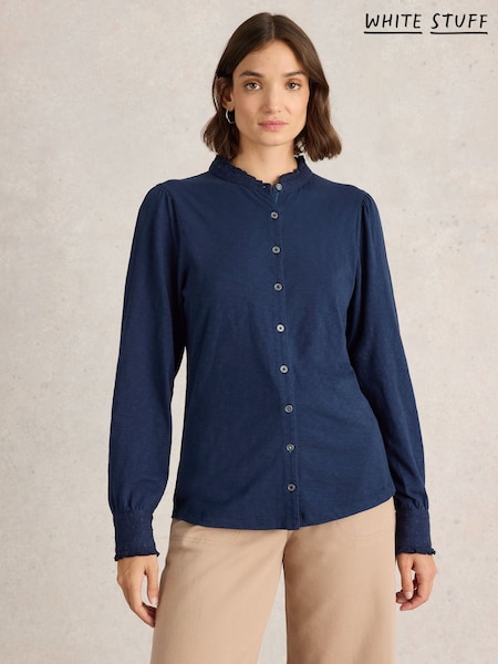 White Stuff Blue Jessica 100% Organic Cotton Shirt (AN5646) | ₪258