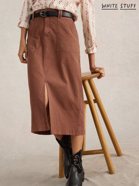 White Stuff Brown Maren Midi Skirt (AN5652) | ₪373