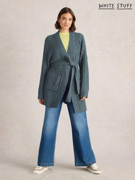 White Stuff Blue Cable Belted Cardigan (AN5667) | 4,506 UAH