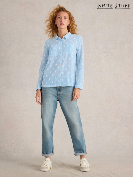 White Stuff Blue Sophie 100% Organic Cotton Shirt (AN5681) | kr773