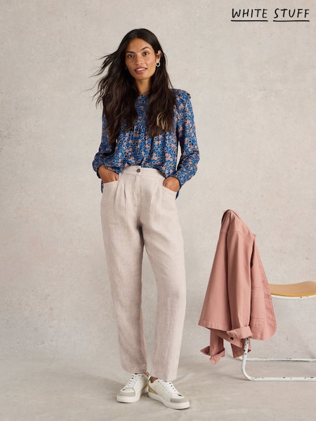 White Stuff Natural Rowena 100% Linen Trousers (AN5689) | ₪373