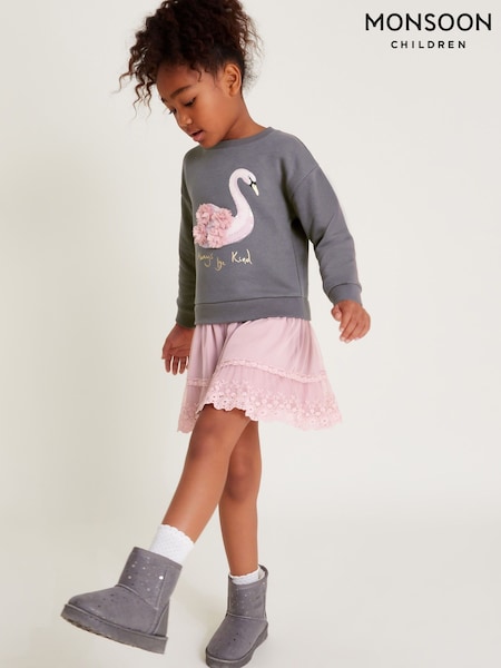 Monsoon Grey 2-in-1 Swan Jumper Dress (AN5696) | AED135 - AED152