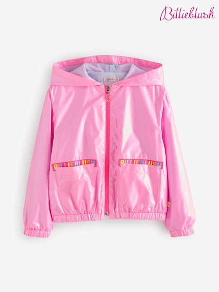 Billieblush Pink Iridescent Logo Zip-Up Hooded Windbreaker Jacket (AN5757) | ‏402 د.إ.‏