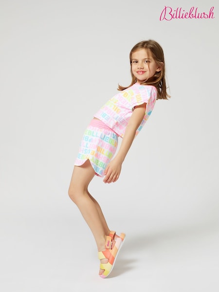 Billieblush Pink 100% Cotton All Over Logo Print Jersey Shorts (AN5758) | kr643