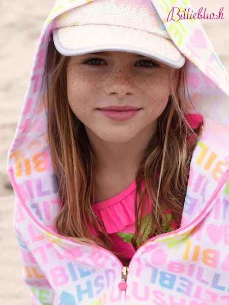 Billieblush Pink 100% Cotton All Over Logo Print Zip-Up Hoodie (AN5761) | 78 €